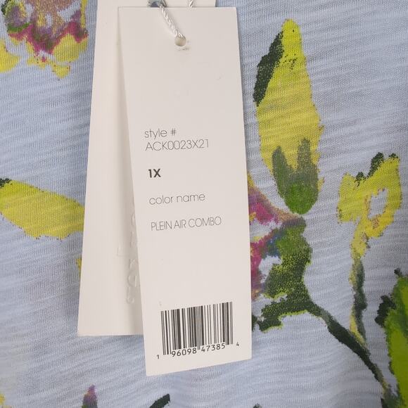 NWT Adyson Parker Light Blue Floral Long Sleeve Top in Plein Air Combo Size 1X - Picture 6 of 8